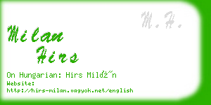 milan hirs business card